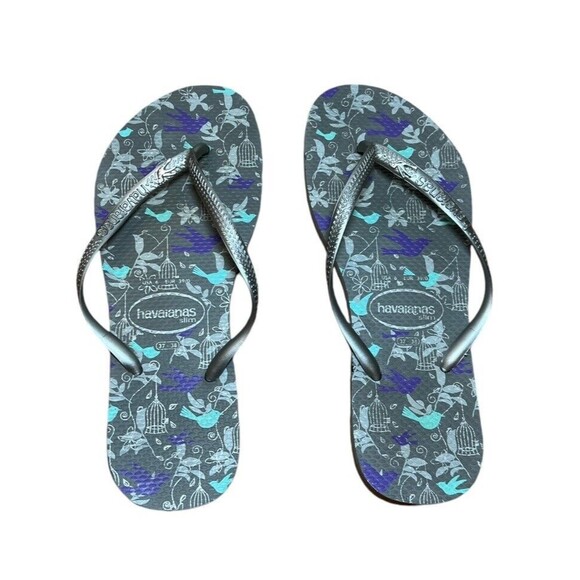 Havianas Slim Bird Graphic Flip Flops Size 6 - Picture 1 of 3
